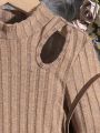 Tween Girls' Solid Color Knit Ribbed Slim Fit Dress
