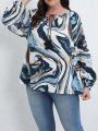 SHEIN LUNE Women's Plus Size Floral Print Shirt