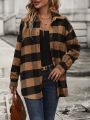 Plaid Print Drop Shoulder Coat