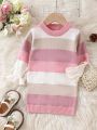 Infant Girls' Color Block Flare Sleeve Knitted Sweater Dress