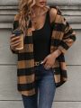 Plaid Print Drop Shoulder Coat