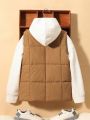 SHEIN Tween Boy 1pc Flap Pocket Zipper Vest Puffer Coat