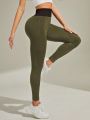 Yoga Basic Letter Print Seamless Sports Leggings