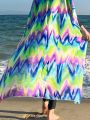 SHEIN Swim Mulvari Random Printed Batwing Sleeve Loose Dress Cover Up