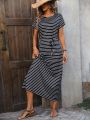 Striped Short Sleeve Dress