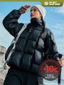 In My Nature Women's Zip Front Stand Collar Padded Jacket With Letter Patch