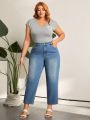 SHEIN LUNE Plus Size Tapered Jeans