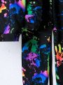 SHEIN Kids HYPEME Tween Boy Splash Ink Print Hooded Jacket & Sweatpants Without Tee