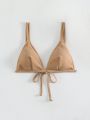 SHEIN Swim Basics Ladies' Solid Textured Bikini Top