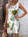 SHEIN VCAY Floral Print Tank Dress