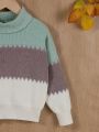 Girls' (little) Color Block Turtleneck Sweater