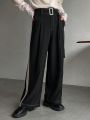 FRIFUL Contrast Side Seam Waist Belted Pants