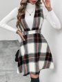 SHEIN Frenchy Women's Plaid Overall Dress