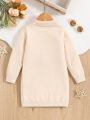 SHEIN Kids QTFun Young Girl Rabbit Pattern Turtleneck Sweater Dress