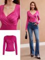 MOTF PREMIUM SWEETHEART NECK FOLD PLEATED BUST TEE