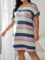 Women'S Plus Size Multicolored Striped Sleep Dress