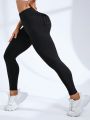 Solid Color Flap Pocket Sports Leggings