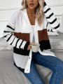 Color Block Drop Shoulder Cardigan