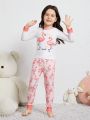 Little Girls' Flamingo Printed Long Sleeve Top & Long Pants Home Wear Set