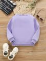 Young Girl Cartoon Graphic Thermal Lined Sweatshirt