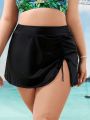 SHEIN Swim SPRTY Plus Size High Waisted Drawstring Detail Swimwear Bottom