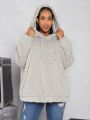 SHEIN CURVE+ Plus Size Women's Fleece Pullover With Drawstring Hood