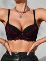 Ladies' Sexy Lace & Rhinestone Decor Bra With Underwire