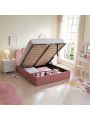 Bed Frame with Storage & Headboard, Upholstered Platform Bed with Hydraulic Storage System, No Box Spring Needed Bed Frame with Wood Slats Support, Easy Assembly