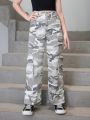 Girls (large) Jeans New Casual Fashion Camouflage Work Style Denim Straight Pants