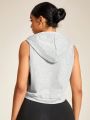 Daily&Casual Letter Print Sleeveless Hooded Drawstring Sports Hoodie