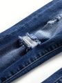 New Arrival Boys' Casual Fashionable Distressed Water Washed Denim Pants