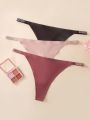 Women's Solid Color Studded T-back Thong