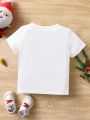 SHEIN Baby Boys' Casual Minimalist Fun Letter Print Short Sleeve Top