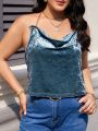 Plus Size Women's Velvet Halter Neck Tank Top