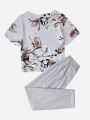 Floral Print Tee & Bow Front Pants PJ Set