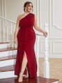 Plus One Shoulder Split Thigh Bridesmaid Dress