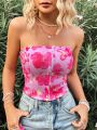 SHEIN WYWH Resort Floral Print Tube Top For Women