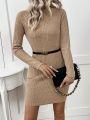 SHEIN LUNE Casual Women's Slim Fit Sweater Dress With Hip-hugging Design