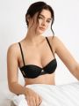 SHEIN Leisure Solid Color Hollow Out Thin Shoulder Strap Bra