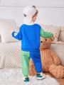 SHEIN Unisex Baby Casual Color Block Rabbit Pattern Long Sleeve Sweatshirt And Pants Set