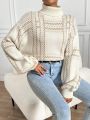 SHEIN Essnce Women's High Neck Plaid Sweater