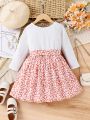 Young Girl Ditsy Floral Print Belted Dress