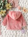 Baby Girl Chevron Print Hooded Flannel Jacket