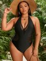 SHEIN Swim SXY Plus Size Mesh Patchwork One-Piece Swimsuit