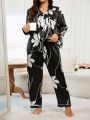 Plus Size Women's Floral Printed Pajama Set