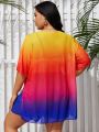 SHEIN Swim Vcay Plus Size Women's Ombre V-Neck Kaftan Maxi Dress