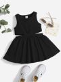 SHEIN Baby Rib-knit Cut Out Dress