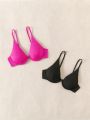 SHEIN Swim Basics Women's Solid Color Bikini Top