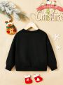 Young Boy Christmas Print Drop Shoulder Sweatshirt