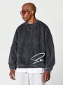 SUMWON Oversized Fit Washed Sweatshirt With Front And Back Embroidery